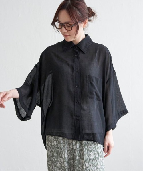 ブラウス シャツ 「eL」Sheer Long Shirt/113056 レディース セール】【eL】Sheer Long Shirt/113056（シャツ/ブラウス）｜eL