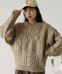 フィッシャーマンニット　アイボリー FREAK'S STORE ニット セーター フィッシャーマンニットショート