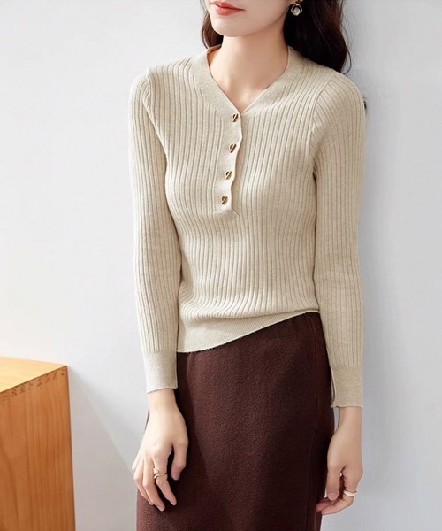 miniministore ニット セーター Vネックリブニットトップス