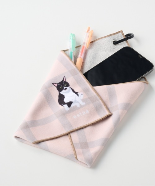 MAY 525★ハンカチ スィーツにゃんこ柄 18枚 にゃんこハンカチ 三毛猫ベージュ（ドット） 刺繍入りガーゼ