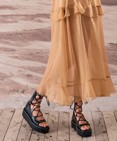 【美品】Charles&Keith　厚底　サンダル　グラディエイター　24cm CHARLES ＆ KEITH サンダル Lyricリリックグラディエーター