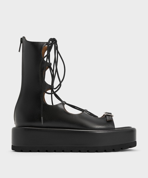 チャールズアンドキース グラディエーター レースアッププラットフォームサンダル CHARLES ＆ KEITH サンダル グラディエーター レースアップ