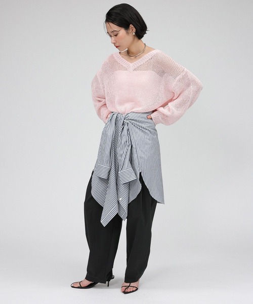 BABYLONE ニット セーター 2WAYリネンプルオーバー レディース