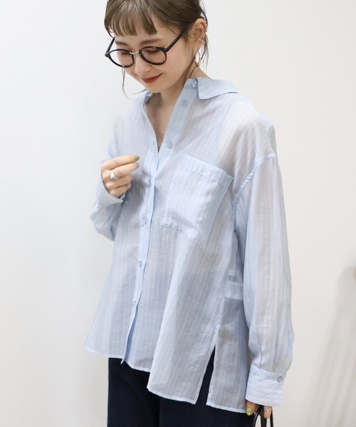 ブラウス シャツ バックタックシャツ レディース AMERICAN HOLIC ブラウス シャツ バックタックシアーシャツ