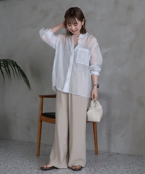 ブラウス シャツ シアー バックタック シャツ レディース AMERICAN HOLIC ブラウス シャツ バックタックシアーシャツ