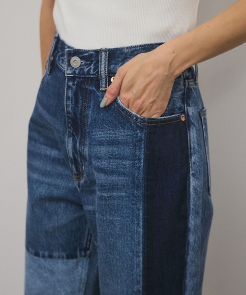 COTTON USA リメイクライクセミフレアデニム（デニムパンツ