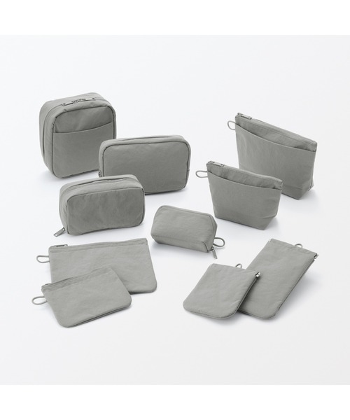無印良品（MUJI） ポーチ リンクルナイロン 大きく開くスクエアポーチ