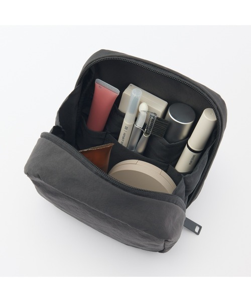 無印良品（MUJI） ポーチ リンクルナイロン 大きく開くスクエアポーチ