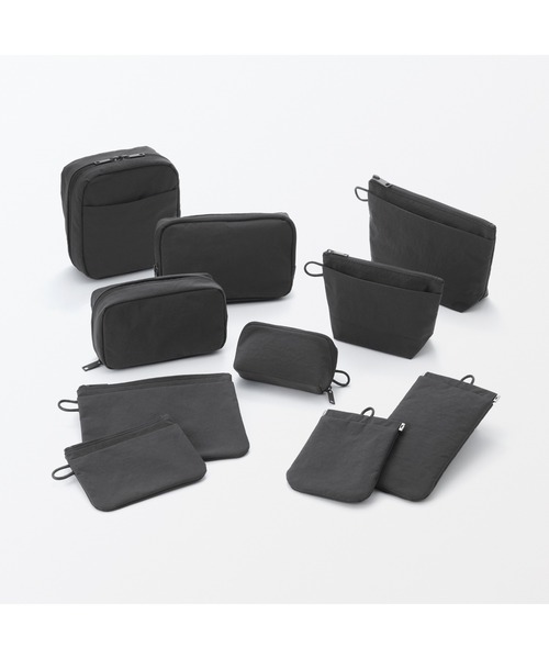 無印良品（MUJI） ポーチ リンクルナイロン 大きく開くスクエアポーチ
