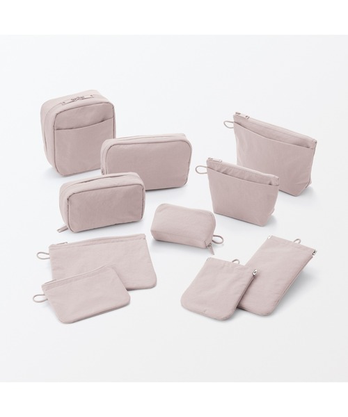 無印良品（MUJI） ポーチ リンクルナイロン 大きく開くスクエアポーチ