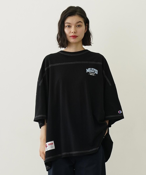 tシャツ MILKFED.×CHAMPION COLLEGE LOGO BIG FOOTBALL TEE レディース メンズ Champion tシャツ MILKFED.×CHAMPION COLLEGE LOGO BIG FOOTBALL