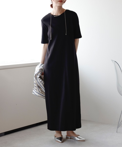 ＆HALF ワンピース 夏 半袖 リブロングワンピース : ZOZOTOWN Yahoo!店