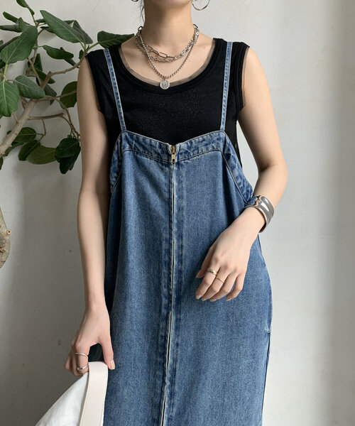 DouDou tシャツ ラメリブチュールタンク レディース : ZOZOTOWN