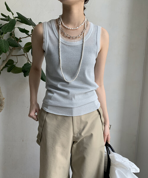 tシャツ ラメリブチュールタンク レディース DouDou tシャツ ラメリブチュールタンク レディース : ZOZOTOWN
