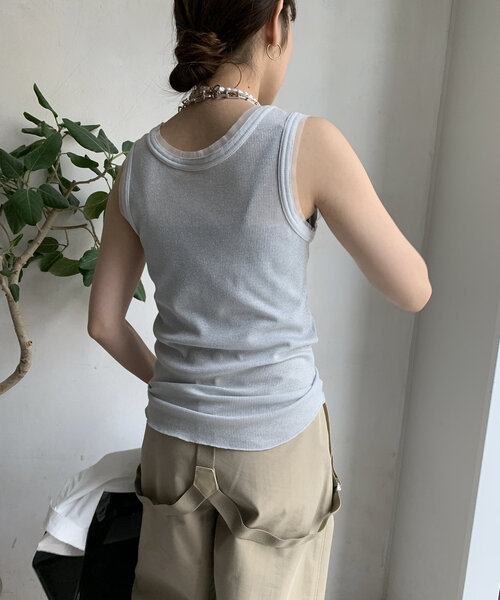 DouDou tシャツ ラメリブチュールタンク レディース : ZOZOTOWN