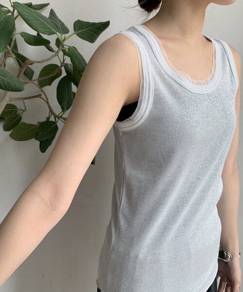 tシャツ ラメリブチュールタンク レディース DouDou tシャツ ラメリブチュールタンク レディース : ZOZOTOWN