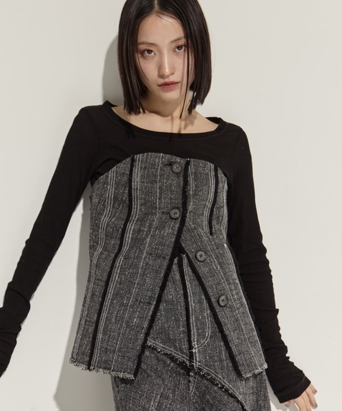 tシャツ 「STUDIOUS/ステュディオス」Silk Linen Bustier Combi Top/シルクリネンビスチェコンビトップス レディース STUDIOUS tシャツ 「STUDIOUS/ステュディオス」Silk Linen