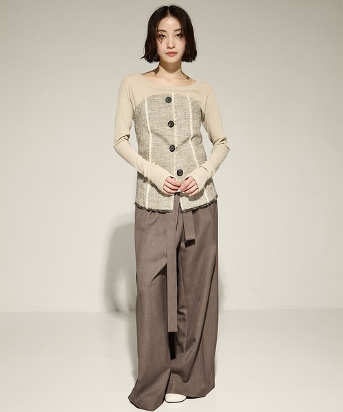 tシャツ 「STUDIOUS/ステュディオス」Silk Linen Bustier Combi Top/シルクリネンビスチェコンビトップス レディース STUDIOUS tシャツ 「STUDIOUS/ステュディオス」Silk Linen