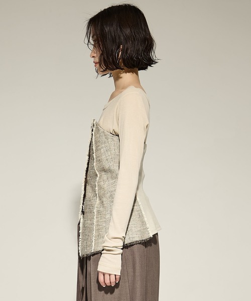 tシャツ 「STUDIOUS/ステュディオス」Silk Linen Bustier Combi Top/シルクリネンビスチェコンビトップス レディース STUDIOUS tシャツ 「STUDIOUS/ステュディオス」Silk Linen