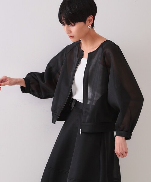 【完売品】ADORE スポンディッシュ ボンディング ブルゾン 黒 美品 OPAQUE.CLIP（オペークドットクリップ） ブルゾン アウター スポン
