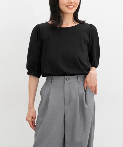 Honeys tシャツ 「ハニさら・接触冷感・UVカット」袖レース