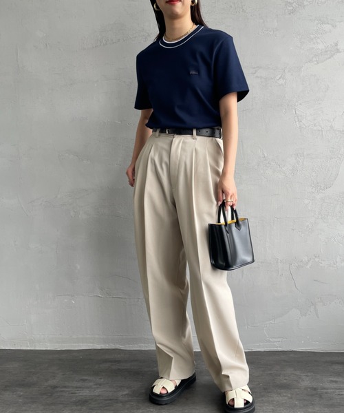 LACOSTE tシャツ 「LACOSTE/ラコステ」 配色リブライン 鹿の子T