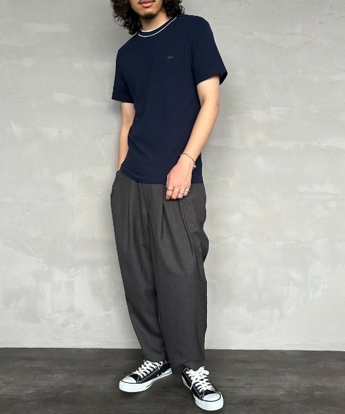 LACOSTE tシャツ 「LACOSTE/ラコステ」 配色リブライン 鹿の子T