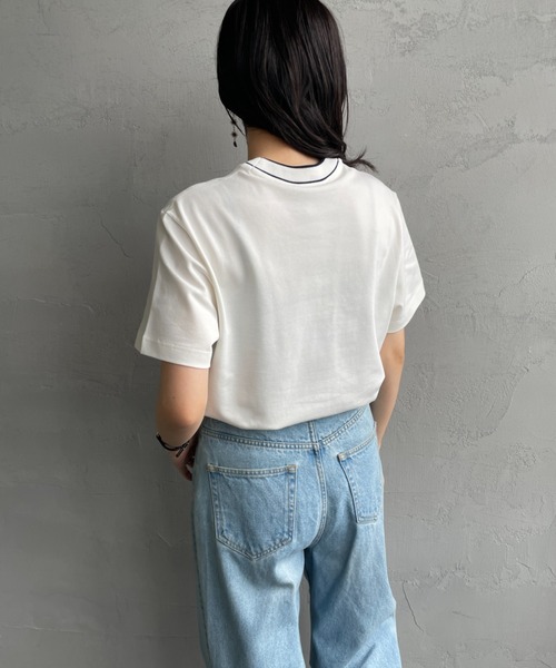 tシャツ 「LACOSTE/ラコステ」 配色リブライン 鹿の子Tシャツ レディース メンズ LACOSTE tシャツ 「LACOSTE/ラコステ」 配色リブライン 鹿の子T