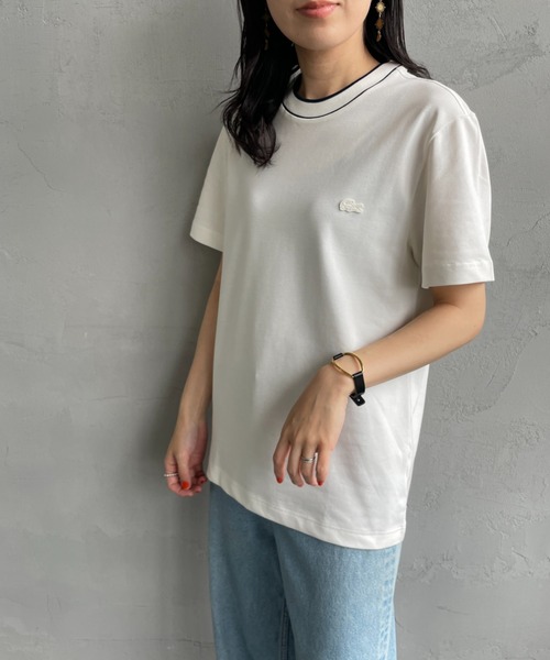 LACOSTE tシャツ 「LACOSTE/ラコステ」 配色リブライン 鹿の子T