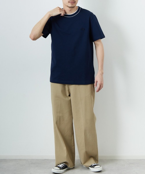 LACOSTE tシャツ 「LACOSTE/ラコステ」 配色リブライン 鹿の子T