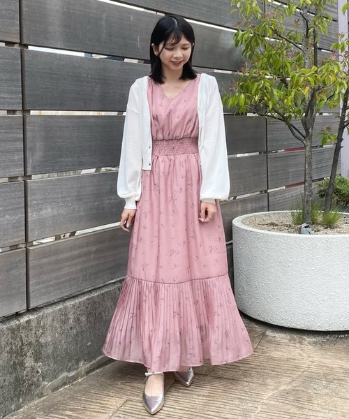 セットアップ 花柄プリント 2ピース 上品 プリーツドレス 31 Sons de mode ワンピース 花柄プリントプリーツワンピース
