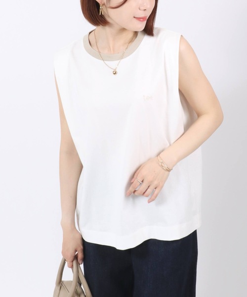 ブラミンク コットンクルーネック刺繍ノースリーブTシャツ カットソー 0 S 白 BLAMINK(ブラミンク)｜【BLMK】コットンクルーネック 刺繍