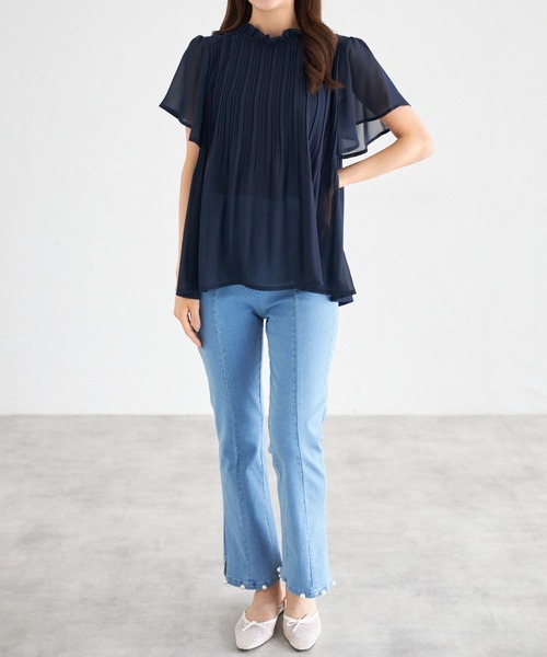 [tocco closet] обработка ботинки cut Denim брюки M sax голубой женский 
