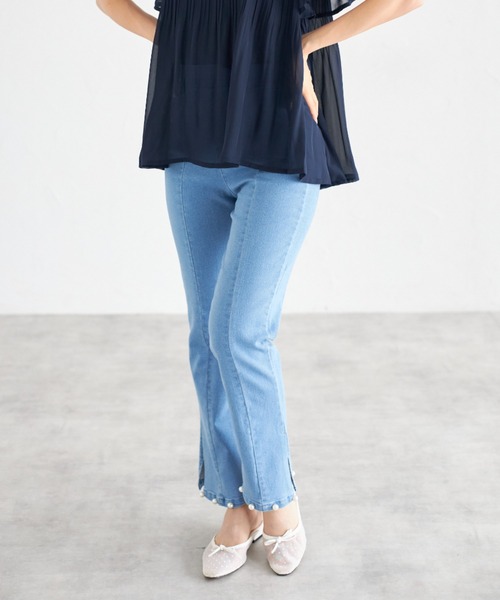 [tocco closet] обработка ботинки cut Denim брюки M sax голубой женский 