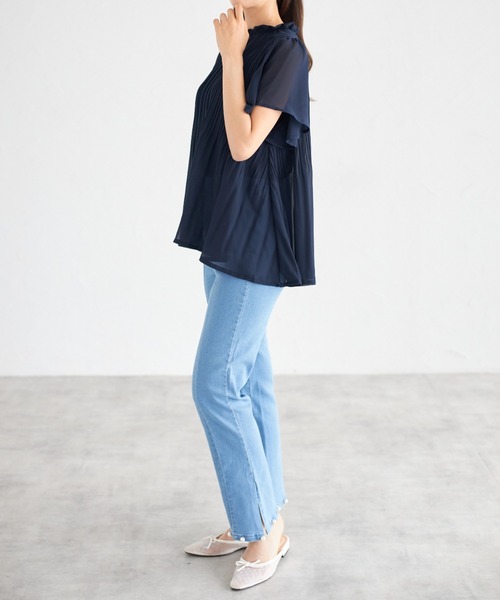 [tocco closet] обработка ботинки cut Denim брюки M sax голубой женский 
