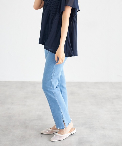 [tocco closet] обработка ботинки cut Denim брюки M sax голубой женский 
