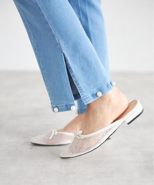 [tocco closet] обработка ботинки cut Denim брюки M sax голубой женский 