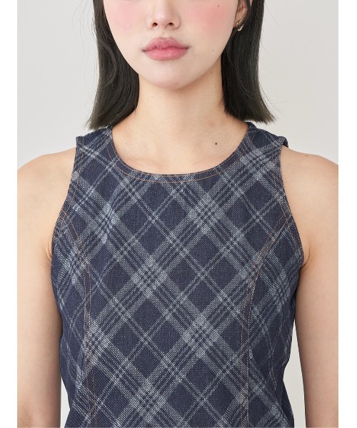 【新品】darich バイヤスチェックデニムミニワンピース Darich ワンピース バイヤスチェックデニムミニワンピース