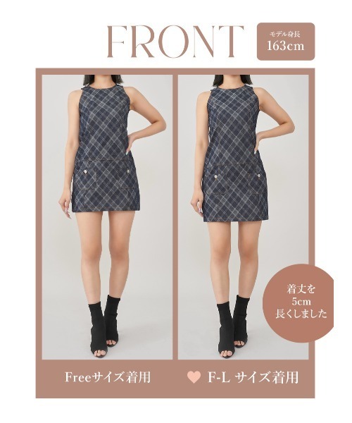 Darich ワンピース バイヤスチェックデニムミニワンピース
