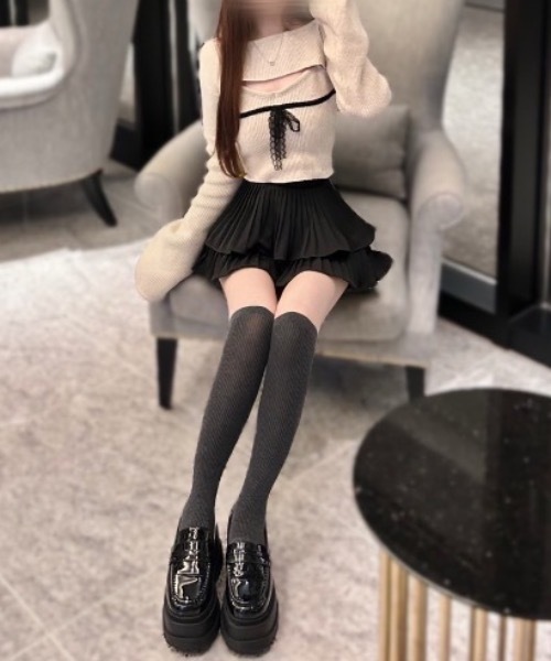 45R 45rpm コットン　ニットアンサンブル 生成り　フリル　サイズ2 ALLuRing ChaRm ニット セーター Frill Ribbon knit set / フリル