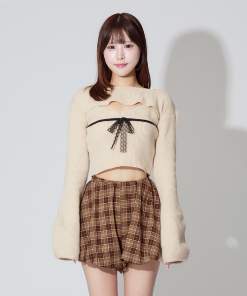 ALLuRing ChaRm ニット セーター Frill Ribbon knit set / フリル