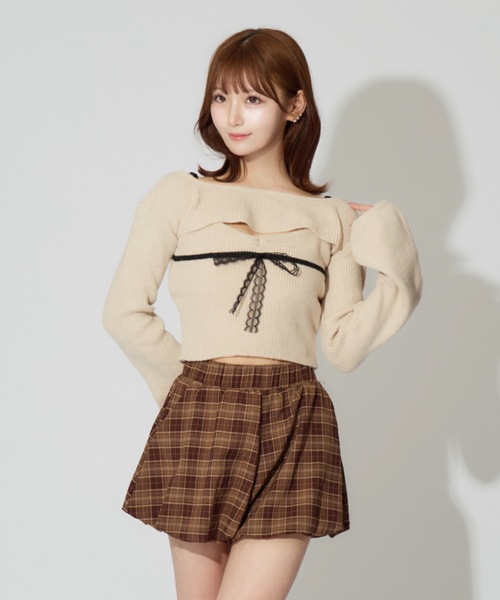 ALLuRing ChaRm ニット セーター Frill Ribbon knit set / フリル