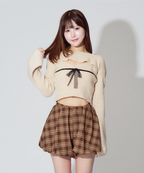 ALLuRing ChaRm ニット セーター Frill Ribbon knit set / フリル