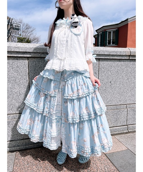 PINK HOUSE スカート さざ波とねこプリントスカート : ZOZOTOWN