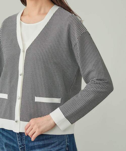 INDIVI カーディガン 「洗える」ジャケット風カーディガン