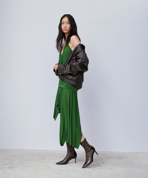 COSYスティレットヒールポインテッドトゥアンクルブーツダークグレー CHARLES ＆ KEITH（チャールズ&キース） ショート ブーツ ポインテッド
