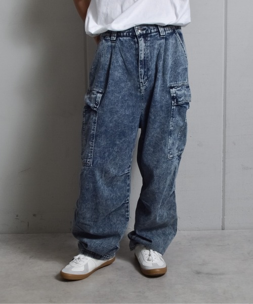 未使用00s極太 アカデミクス バギーデニムカーゴパンツ ダブルニー 未使用00s極太 アカデミクス バギーデニムカーゴパンツ ダブルニー