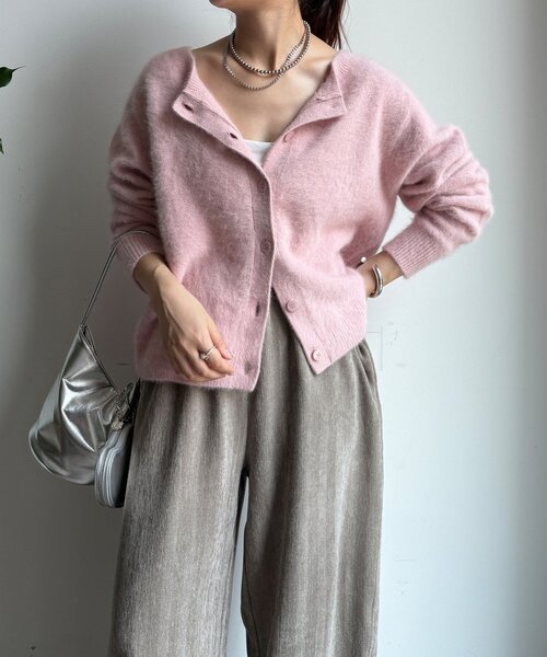 未使用級 カシミコ 大きいサイズ ファー加工 カシミヤ カーディガン グレー 12/14 21：00販売開始 在庫限り】ファーカシミヤカーディガン