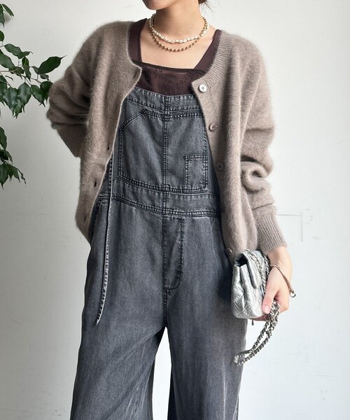 未使用級 カシミコ 大きいサイズ ファー加工 カシミヤ カーディガン グレー カシミヤファー加工カーディガン｜BIGI online store - ビギ