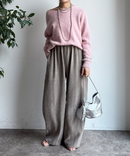 未使用級 カシミコ 大きいサイズ ファー加工 カシミヤ カーディガン グレー カシミヤファー加工カーディガン｜BIGI online store - ビギ